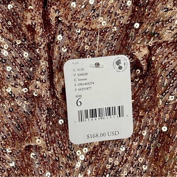 FREE PEOPLE FRIDA BRONZE SEQUIN RUFFLE BUST MINI STRAPLESS PARTY COCKTAIL DRESS - Picture 17 of 17